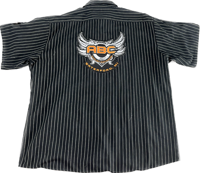 Harley-Davidson ワークシャツ グレー XL 刺繍 ピンストライプ Harley