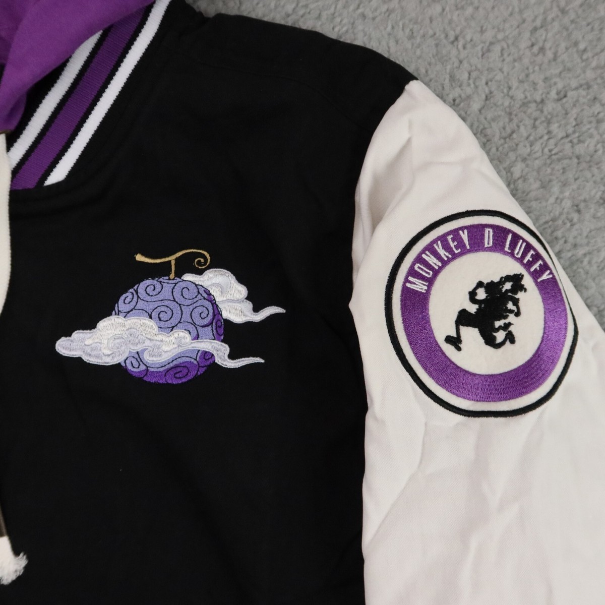 One Piece Varsity Jacket Mens Medium Purple Monkey D Luffy One Piece Varsity Jacket Mens Medium Purple Monkey D Luffy