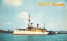 1950s Navy Military Philadelphia USS Olympia Art Color Card Postcard 22-7270