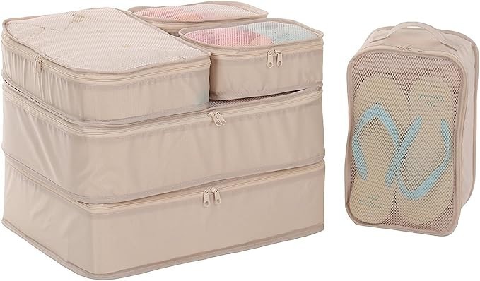 JJ POWER Travel Packing Cubes, Set of 6 Luggage Organizers with Shoe Bag - NEW!