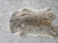 Genuine Natural Rabbit Fur Skin Tanned Leather Hide Brown - Beige 18x11