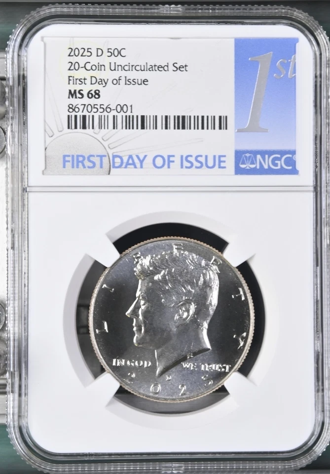 2025 P & D KENNEDY NGC MS68 68 HALF DOLLAR 2 COIN SET, FIRST DAY - 2 Coin Set-% - Image 2 of 4