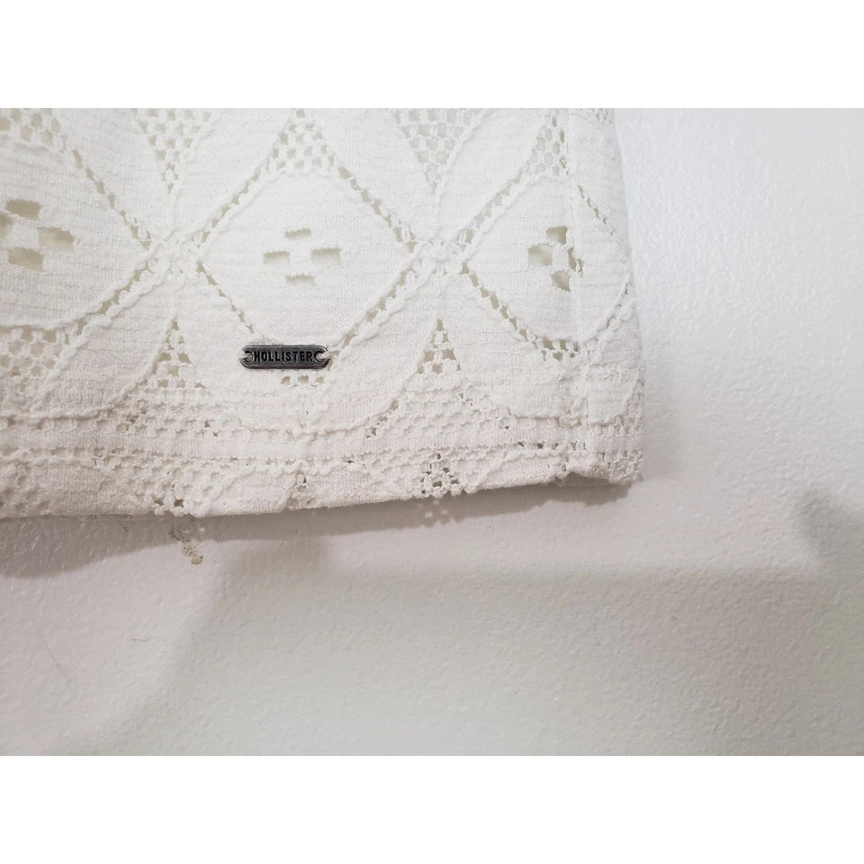 (M5) Y2K Hollister Women's JR Skirt Size L White Crochet Mini Pull up - Image 3 of 4