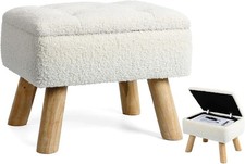 Small Foot Stool Ottoman Wstorage Box Boucle Teddy Velvet Foot Rest Legs Stool