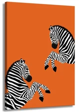 Animal Minimalism Canvas Wall Art Orange Print Zebra Wall Decor picture Wildl...