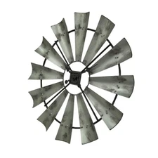 Distressed Grey Rustic 30 Inch Metal Windmill Wall Clock