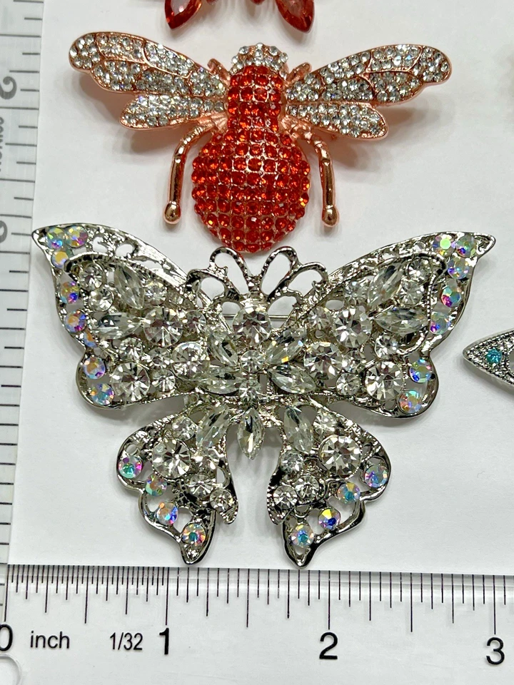 水晶水钻蝴蝶蜜蜂胸针缺陷大量胸针蝴蝶虫 — 第 4/4 张图片