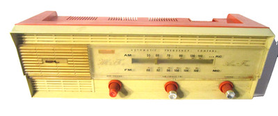 Vintage Orange Naigai Electric AM FM Hi Fi Tube Radio Works Japan 16'' Damaged