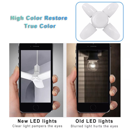 E27 LED Bulb Fan Blade Lamp Foldable Led Light Bulb for Home Workshop Garage - Picture 7 of 12