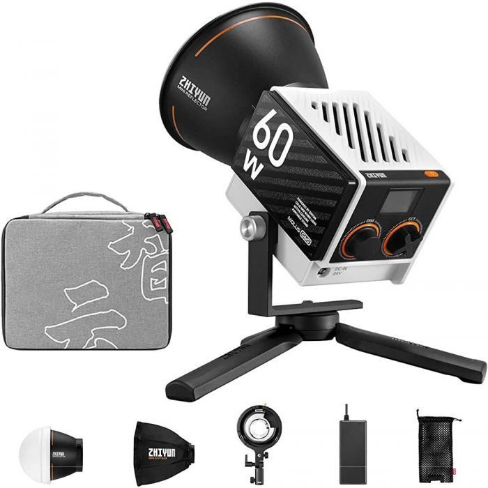 Zhiyun MOLUS G60 60W Bi-Colour COB LED Video Light Combo Kit Bowens Softbox