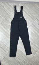 Carhartt Dungarees Women Black Overalls Bib Denim Carpenter Workwear Lady Sz XS