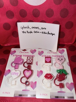 #ad SET CharCharms STANLEY 2026 VALENTINES DAY Straw Cover Toppers lips cherry heart $24.99