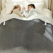 Electric Blanket Queen 84" x 90" Flannel Sherpa Heated Blanket W/ Dual Control 5