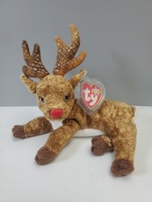 Ty Beanie Baby ROXIE the Reindeer Red Nose, New With Tags Plush (5)