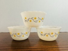 Tazas de natillas con flores amarillas RIGOPAL PYREX de ARGENTINA DIFÍCIL DE ENCONTRAR