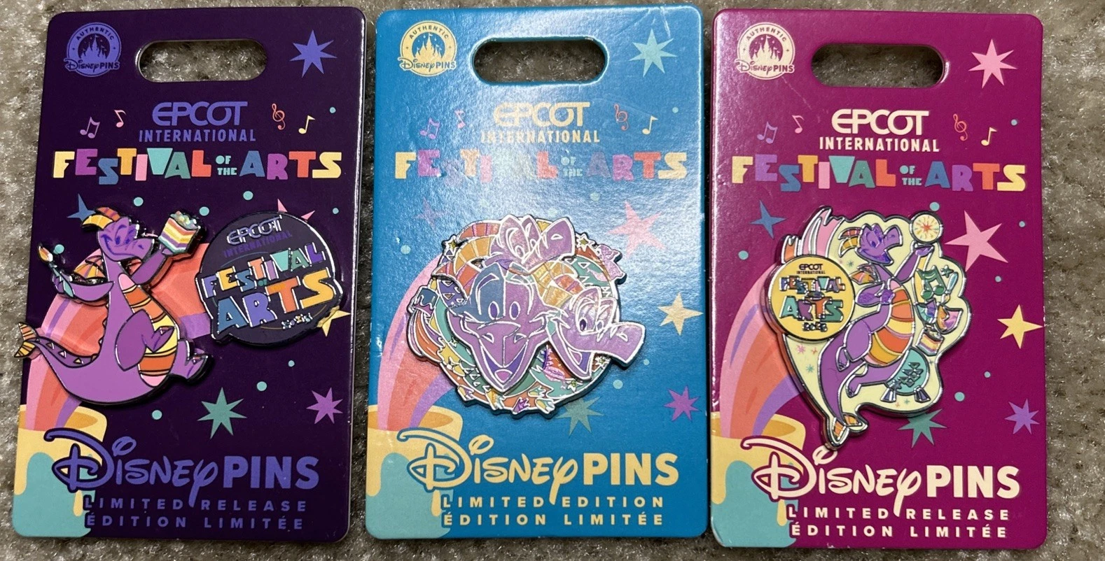Disney Authentic Figment Festival Of The Arts 2025 Trading Pins New! Pink Purple