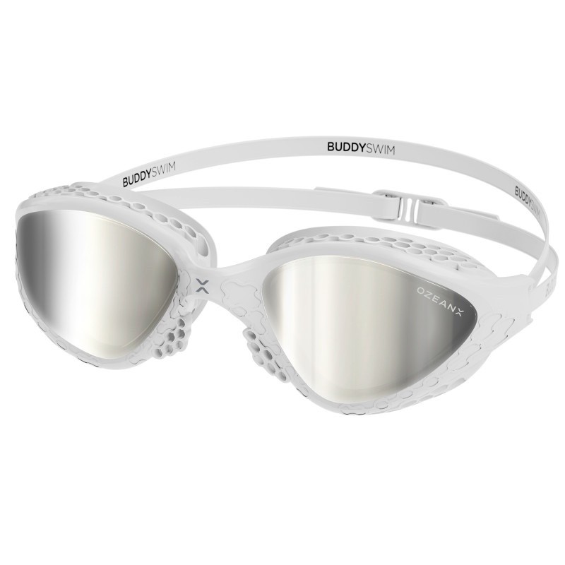 Buddyswim OzeanX Swim Goggles - White Frame/Silver Mirror Lenses