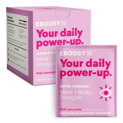 EBOOST Energy Drink  Electrolyte Powder, 20 Packets - Super Powder Pink Lemon...