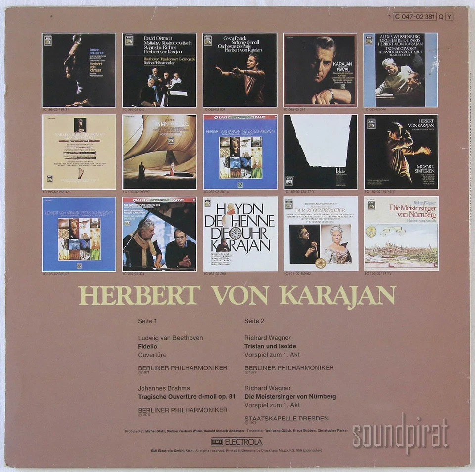 KARAJAN QUADRAPHONIC BEETHOVEN WAGNER BRAHMS GERMAN EMI ED.1 QUADRAPHONIC LP NM - Image 3 of 4