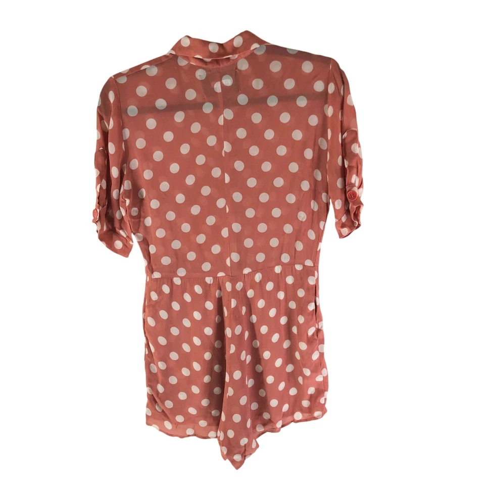 Mameluco Reformation Gilly manga corta bolsillos lunares rosa blanco 0 Foto 2 de 4