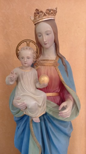Madonna Mayersche Kunstanstalt um 1870 122 cm originale Fassung Kirchenfigur - Bild 14 von 19