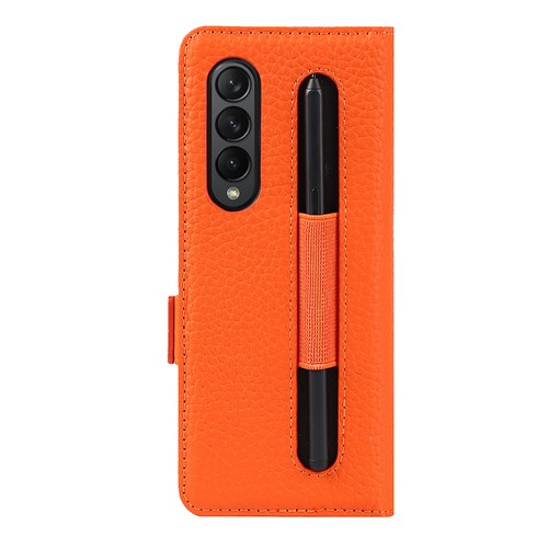 Real Leather Flip Wallet Case with Pen slot for Samsung Galaxy Z Fold 3 4 5 5G - Picture 8 of 24