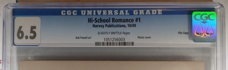 💘 HI-SCHOOL ROMANCE #1 COPIA DE ARCHIVO CGC 6.5 HARVEY 1949 Edad de Oro archie adolescente GGA Foto 2 de 4