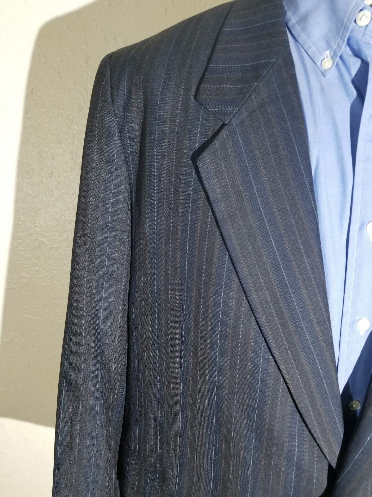 FILA Giacca blazer cappotto sportivo 46L su misura Yatching a righe tweed lana blu