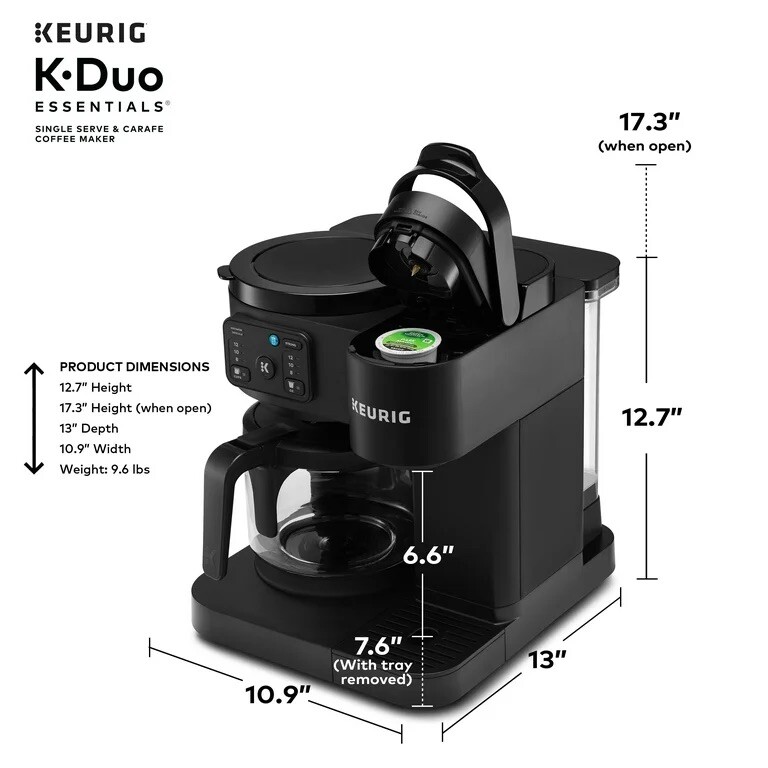 Keurig K Duo Essentials Hot & Iced K Cup And Carafe Coffee Maker Black