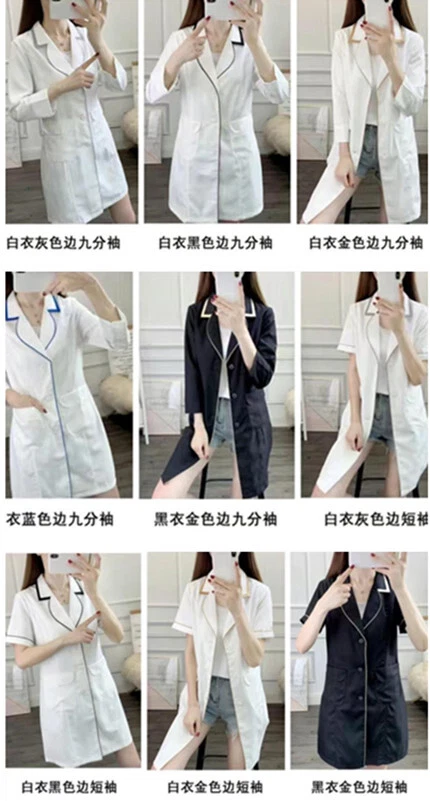 New Women Nurse Female Doctor White Dress Beautician Lab Coat Work Clothes (B) - Image 4 of 4
