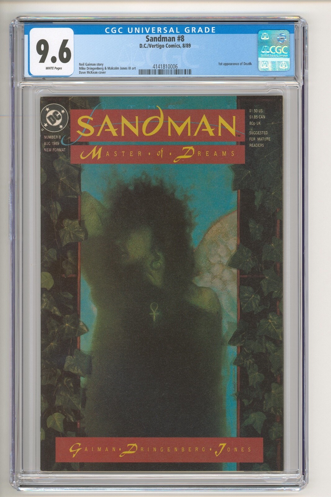 Sandman #8 Dave McKean Cover CGC 9.6 - First Appearance of Death | eBay