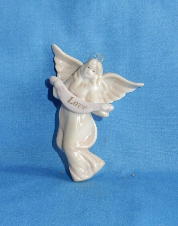 Russ Marbella Collection Angel Love Banner Porcelain Christmas Ornament