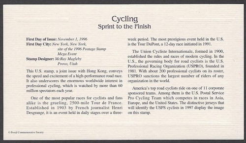 3119a Golden Replica FDC - Cycling - Sprint to the Finish - Picture 3 of 3
