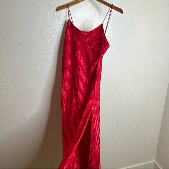 UNDERCOVER Camicia da notte Victoria's Secret vintage rossa a righe maxi spacco nuova con etichetta taglia M