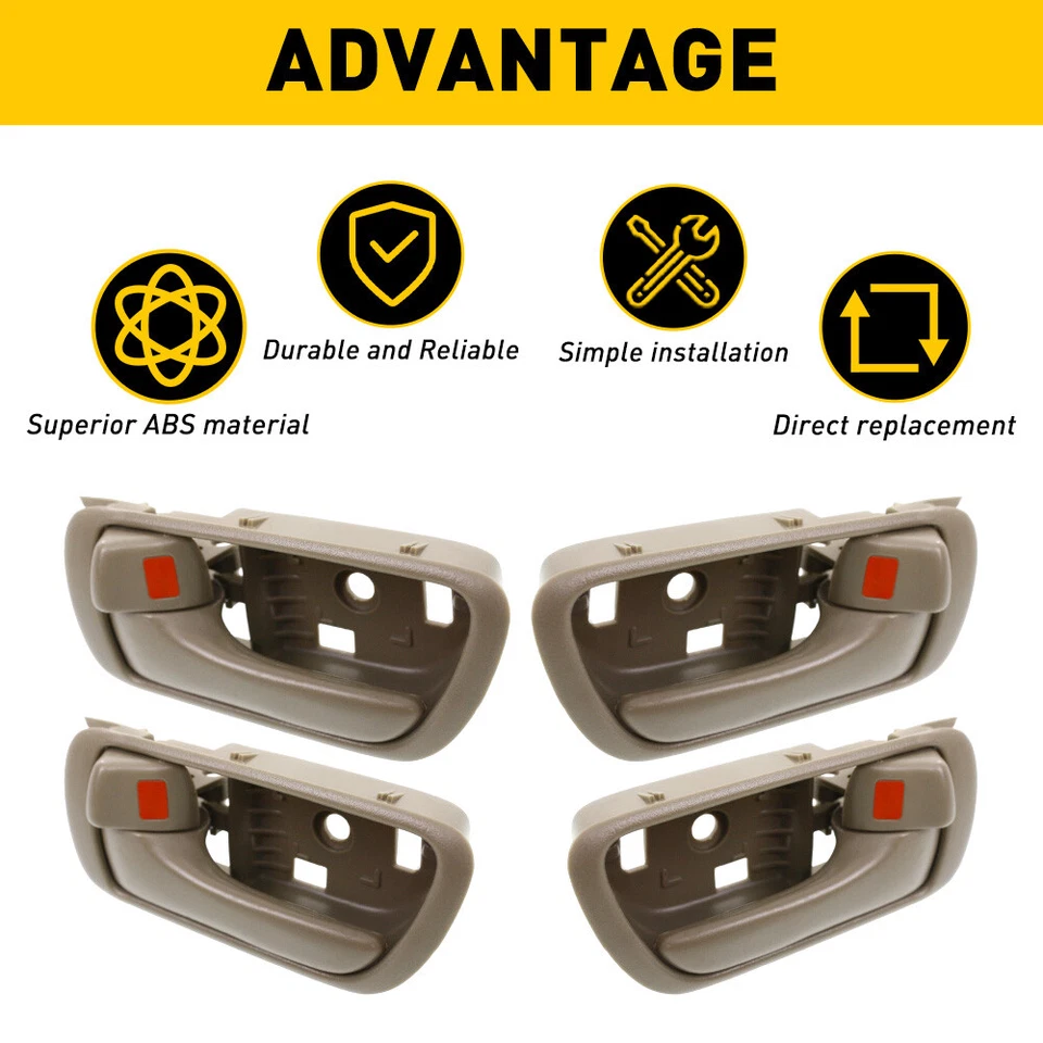 Juego de manijas de puerta interiores para Camry Toyota beige 2002-2006 delanteras y traseras 4 piezas Foto 2 de 4