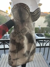 Guess Tie Bustier Denim Dress In Size 3-color Black /gray