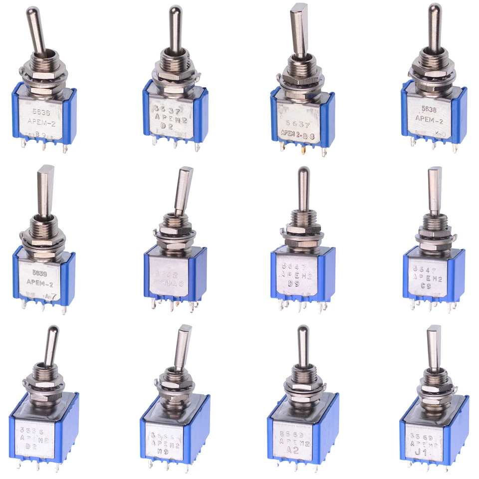 APEM Miniature 6.35mm Toggle Switch 4A 30VDC 5000 Series Mini High Quality