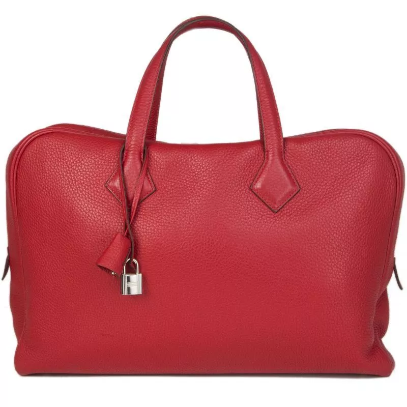 55670 auth HERMES Rouge Garance red leather VICTORIA II PORTE-DOCUMENTS Bag