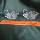 CAMBRIDGE GLASS CLEAR SIGNED 3-1/2" INDIVIDUAL SALT DIP or NUT CUP SWANS PAIR