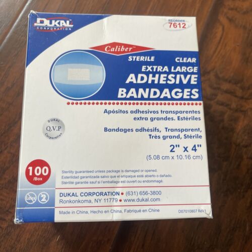 dukal 7612 Caliber Extra Large Sterile Adhesive Bandages 2” X 4” Box Of 100 - Picture 1 of 1