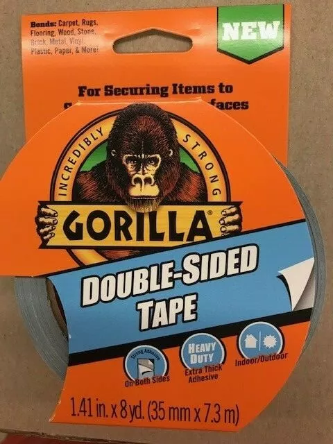 Gorilla Double-Sided Tape, 1.41 x 8 yd, Gray, (Pack of 1)