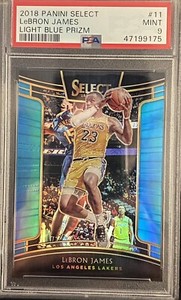 2018 Lebron James Panini Select Light Blue Prizm #11 /299 PSA 9 1st Year Jersey