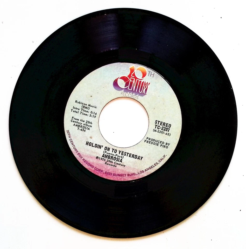 AMBROSIA HOLDIN ON TO YESTERDAY/MAKE US ALL AWARE 20TH CENTURY  VINYL 45 76-110 - Image 3 of 3