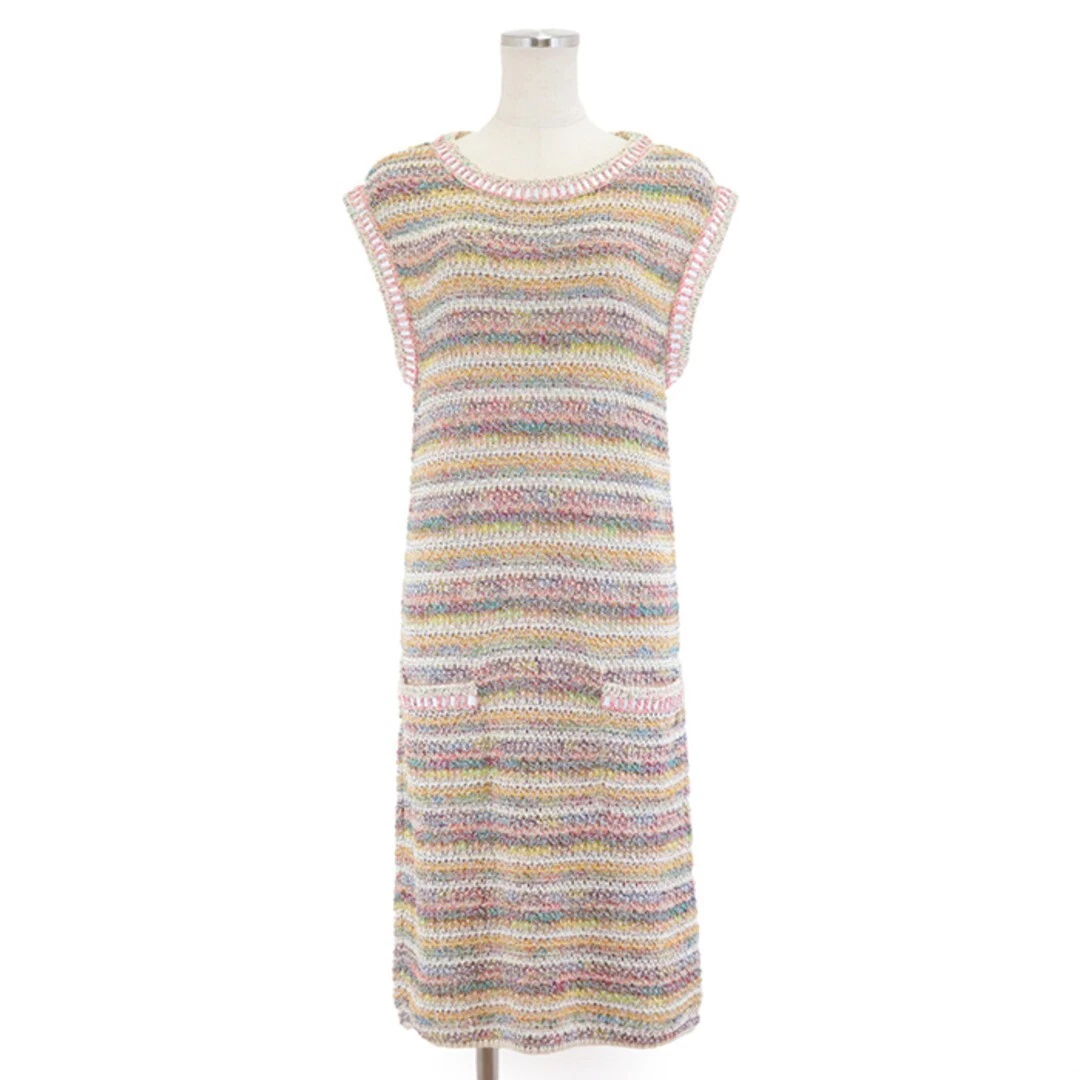 Abito Chanel P55785 manica francese bordo maglia Coco Mark Charm donna taglia 38 Mul