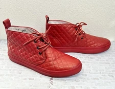 EUC $275 DEL TORO RED LEATHER QUILTED HIGH Mid TOP CHUKKA SNEAKERs US SIZE 9