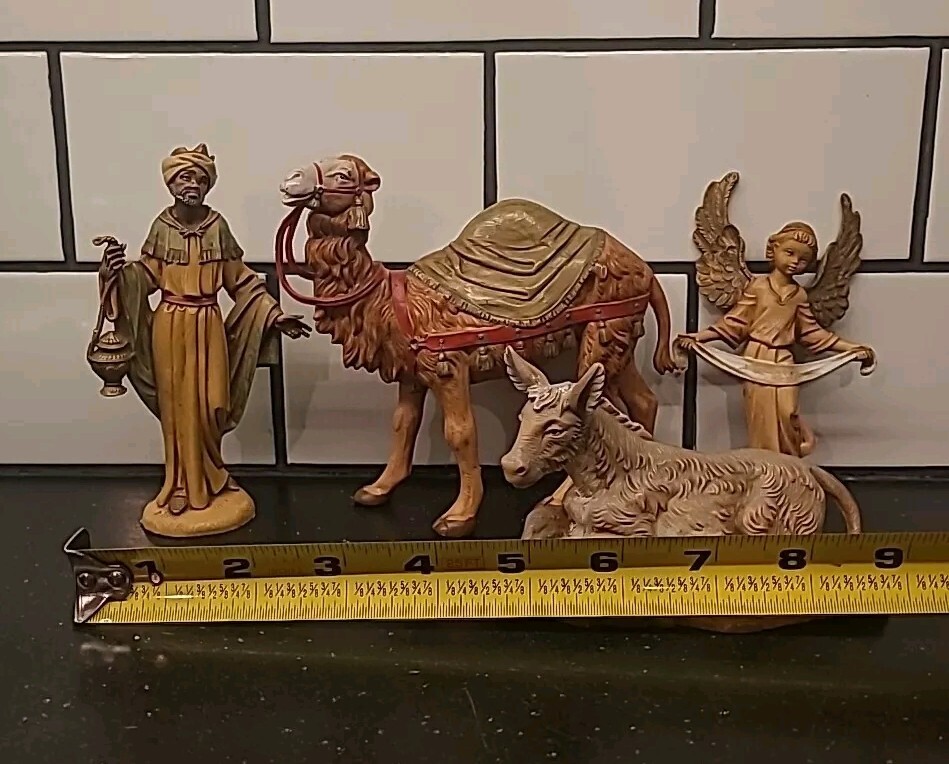 4 Fontanini Wiseman, Camel, Angel, Donkey Heirloom Nativity Italy
