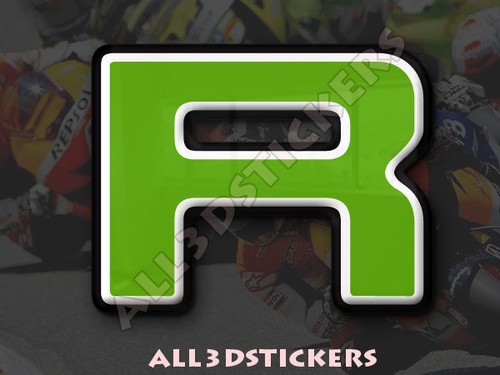 Autocollant Résine Lettre R 3D Couleur Vert Taille 50mm - 第 1/1 張圖片