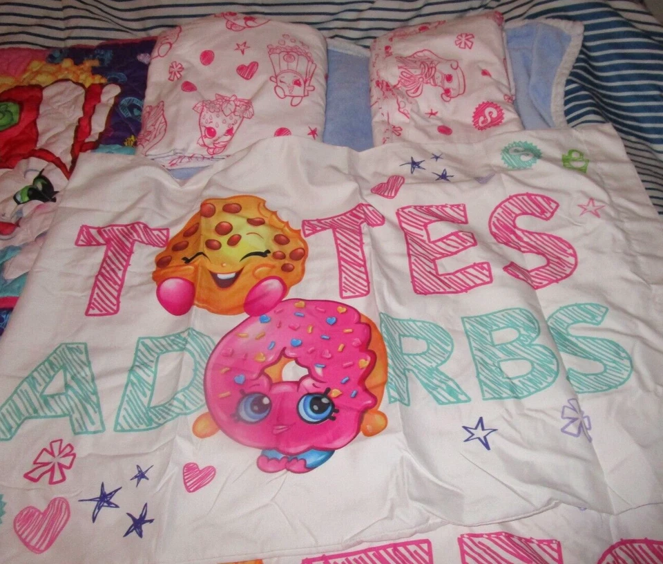 Juego completo de sábanas Shopkins 6 piezas fondo de cama para niños y sábanas planas 2 fundas de almohada Foto 2 de 4