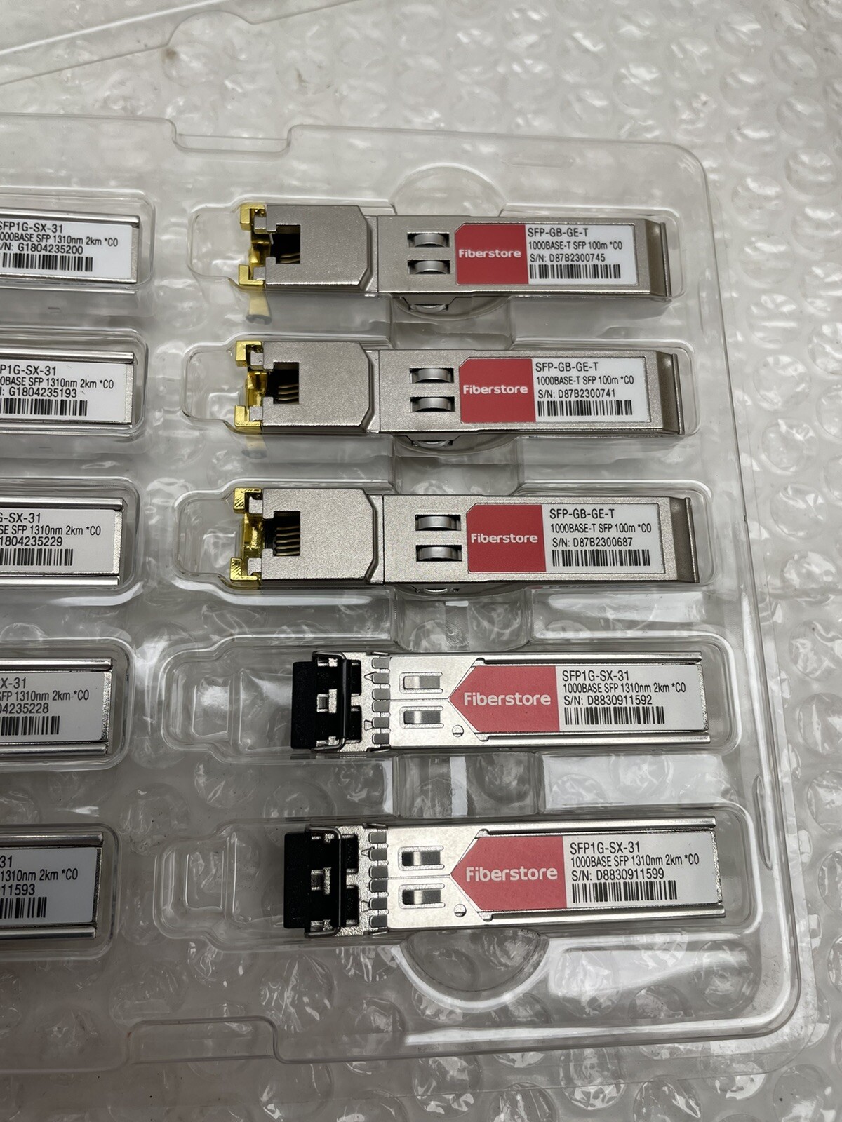 FIBERSTORE FIBER OPTIC TRANSEIVER (3) SFP-GB-GE-T 1000BASE (3) SFP1G-SX ...