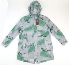 New! Joules Golightly Grey Fern Waterproof Packaway Rain Jacket Coat Sz Us 14